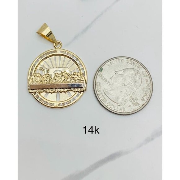 14k  gold pendant last supper medallion - Dije 14 Kilates Ultima Cena - Picture 3 of 6